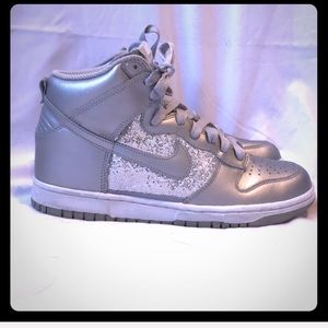 Silver Nike dunk high-top